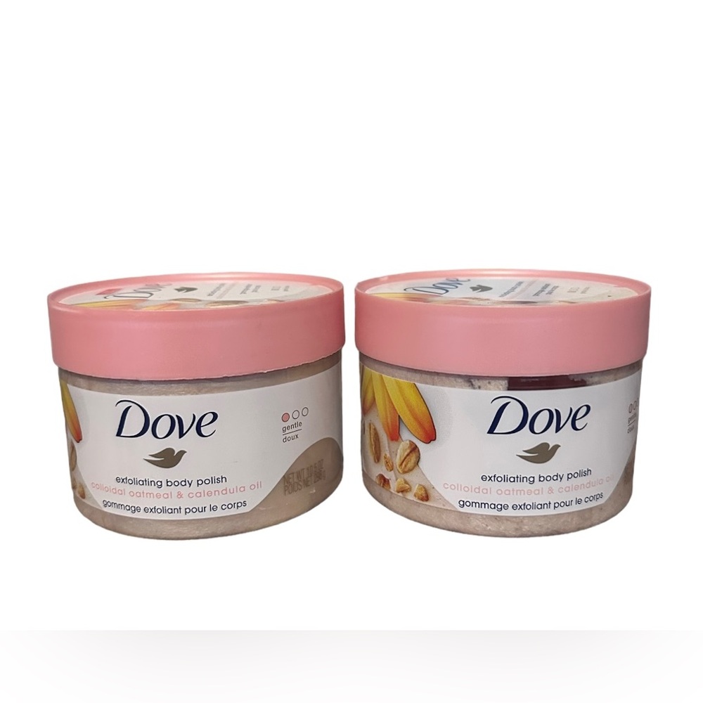 Dove Exfoliating Polish Body Scrub Oatmeal & Calendula Oil X2 NEW